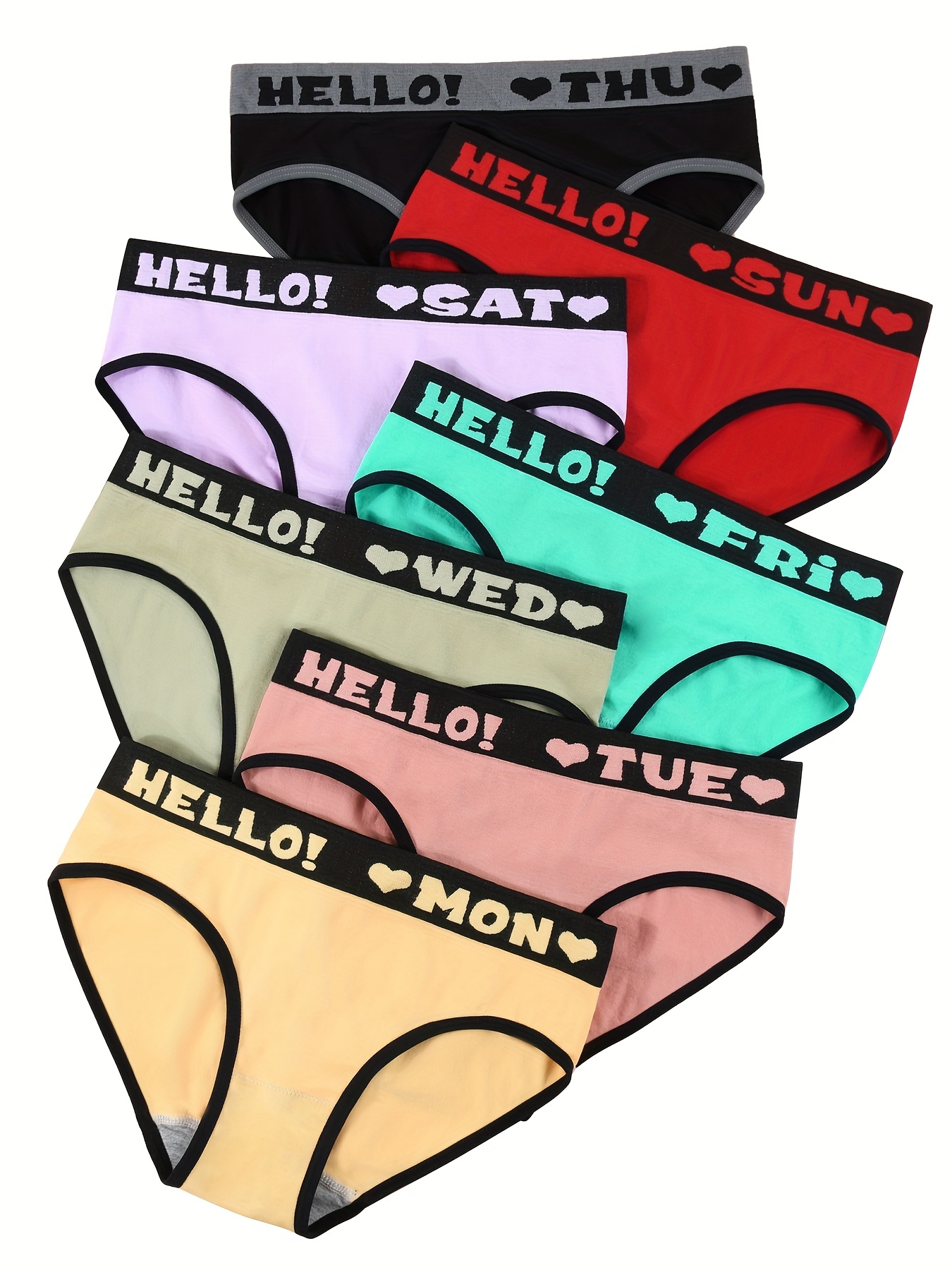 7pcs Letter Tape Briefs, Comfy & Breathable *-* Stretchy Panties, Women's  Lingerie & Underwear