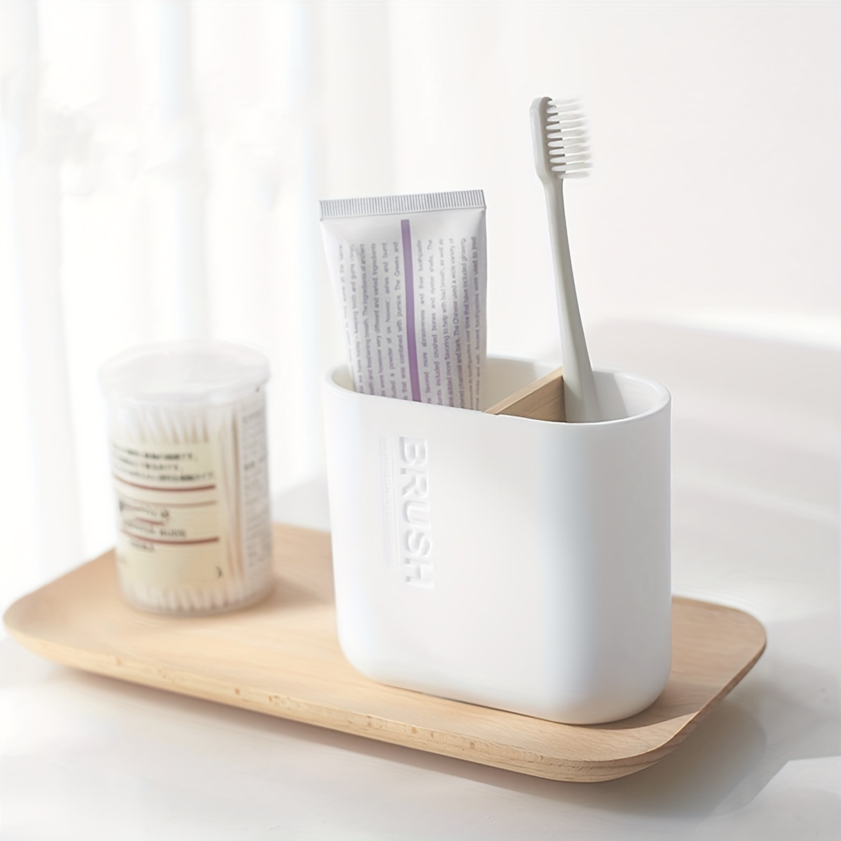 Supporto per spazzolino bianco con coperchio / tazza 2 fessure, altezza  adujustable porta spazzolini elettrici per bagni, compatibile con  dentifricio