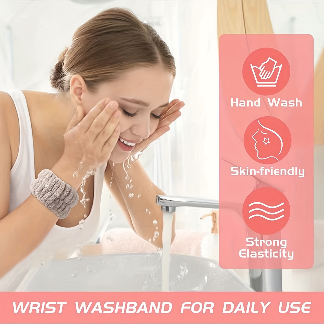2pcs Microfiber Wrist Wash Towel Band - Absorbent Wrist Sweatband for Women