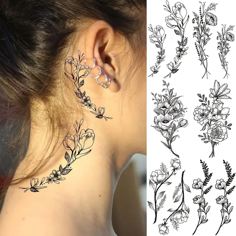 Tak Flower Temporary Tattoos For