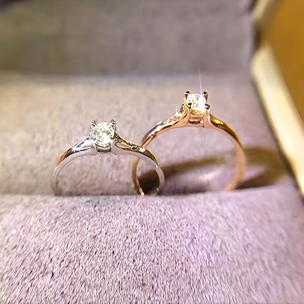 Classic 4 Prong Zircon Wedding Engagement Ring, Women's Gift