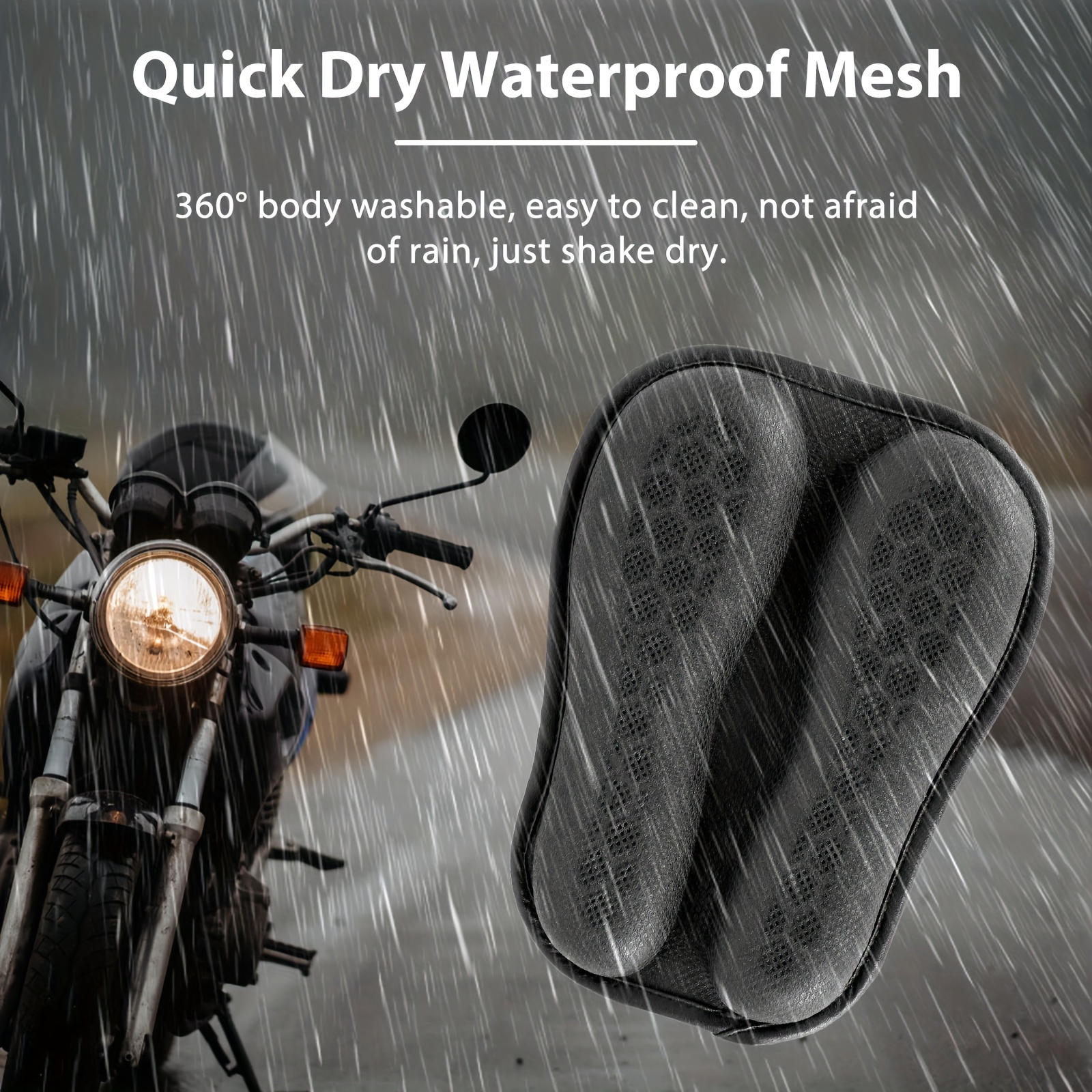 Motorcycle Gel Seat Cushion Foldable, Motorcycle Gel Seat Pad for Long  Rides, Large 3D Honeycomb Structure Shock Absorption Breathable Universal