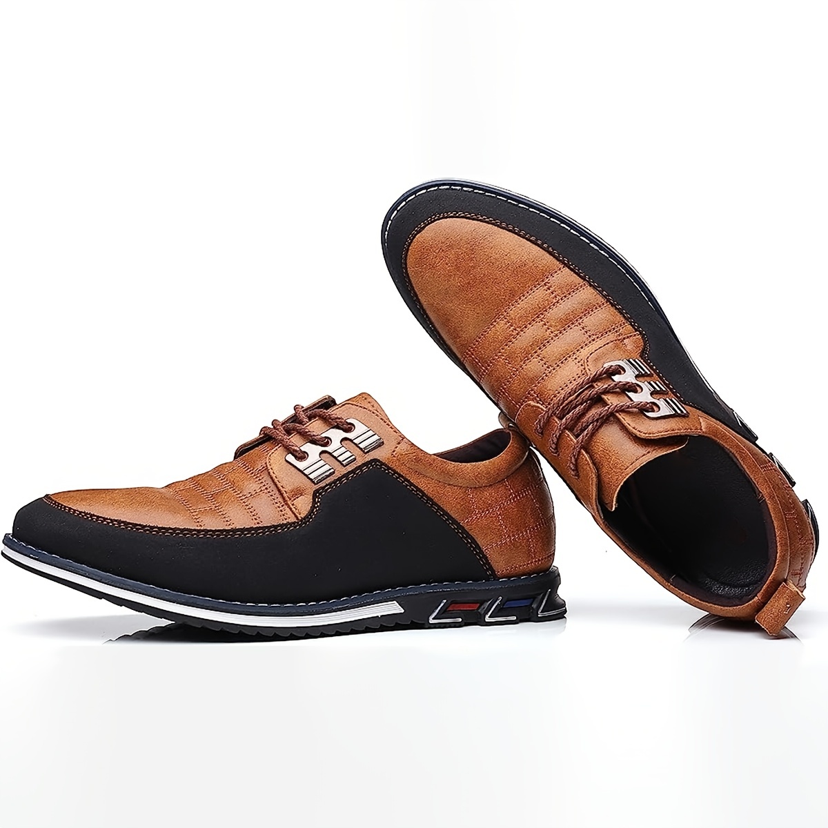 Men's Plaid Derby Shoes, Wear-resistant Non-slip Dress Shoes For