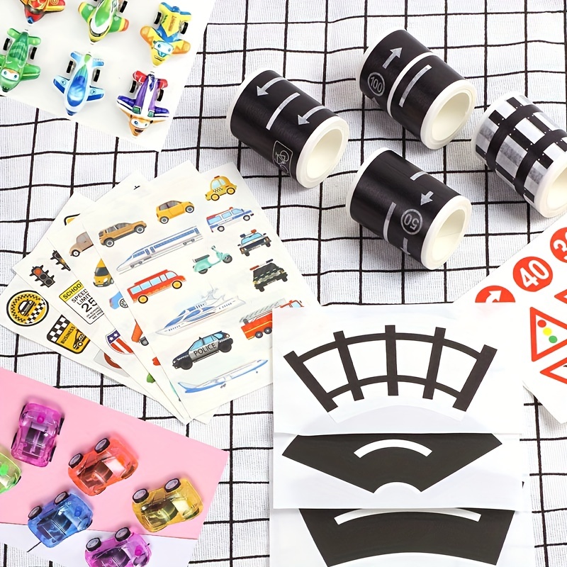 48mmX5m Children's Educational Toy Speed Limit 50/100 Road Tape Road  Traffic Theme Sticker Self-sticking Railway Paper Washi Tape