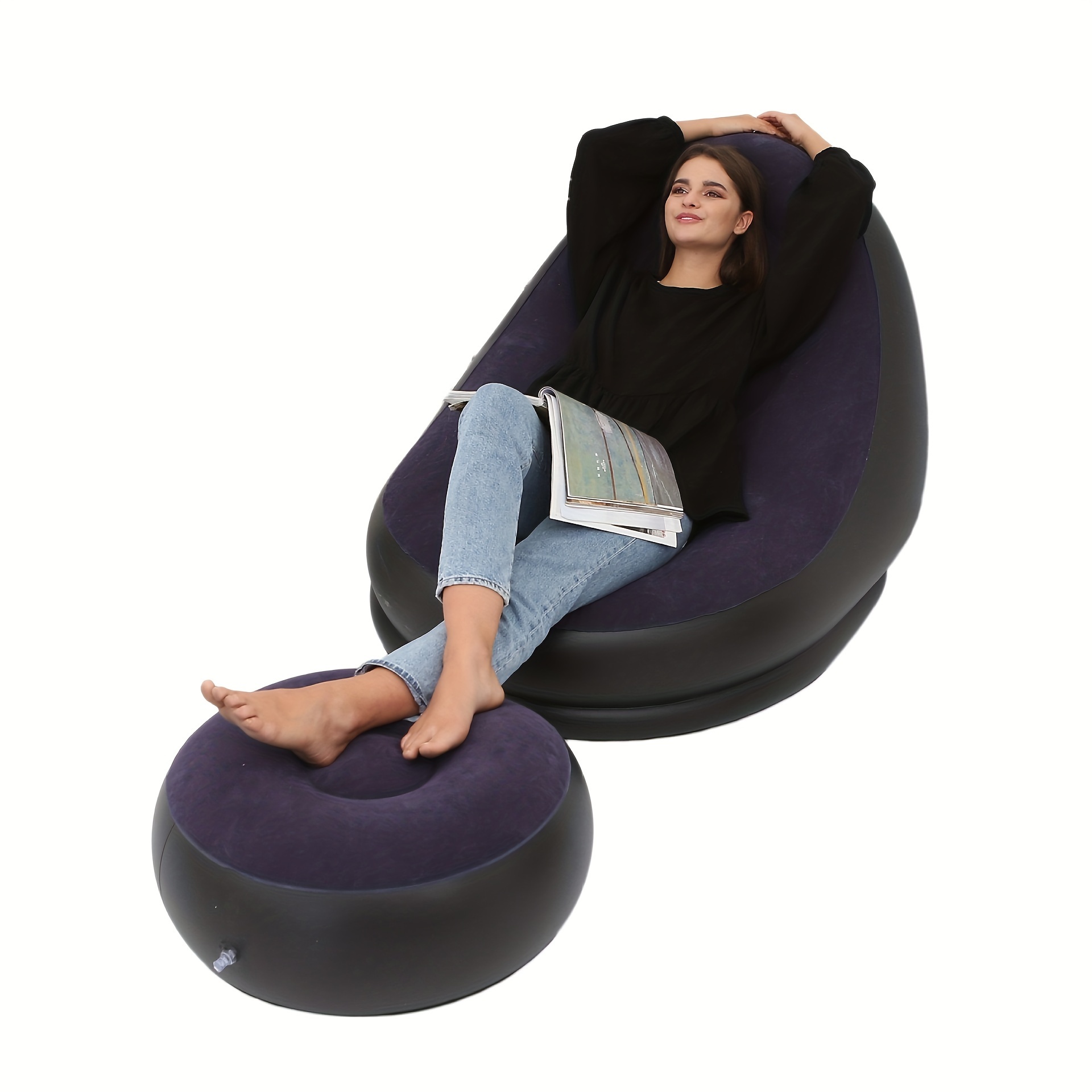 Inflatable Leisure Sofa Chair and Footstool Set for Camping and Travel
