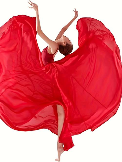 elegant double layer chiffon dance dress high waisted flowing long tulle ballet and modern dress breathable and hand washable black