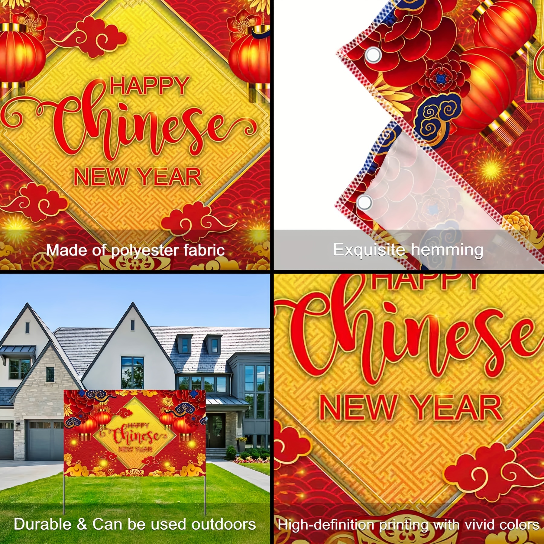 Chinese new year banner with spring festival decor