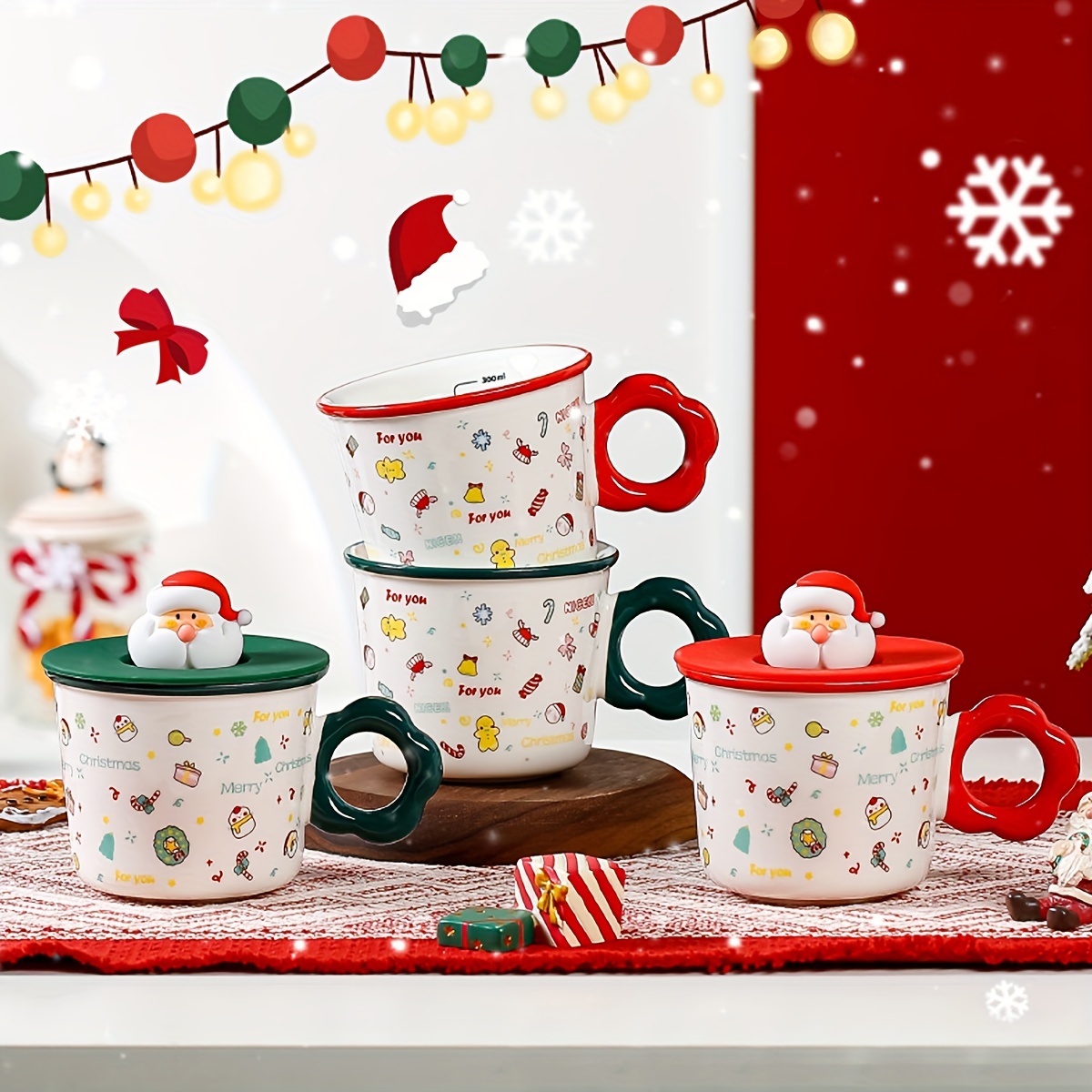 New Creative Christmas Cup High-value Ceramic Cup Mug Cartoon Water Cup  With Lid Coffee Cup Gift Box Set Christmas Decoration Halloween Drinkware,  Travel Accessories, Birthday Gifts - Temu Germany