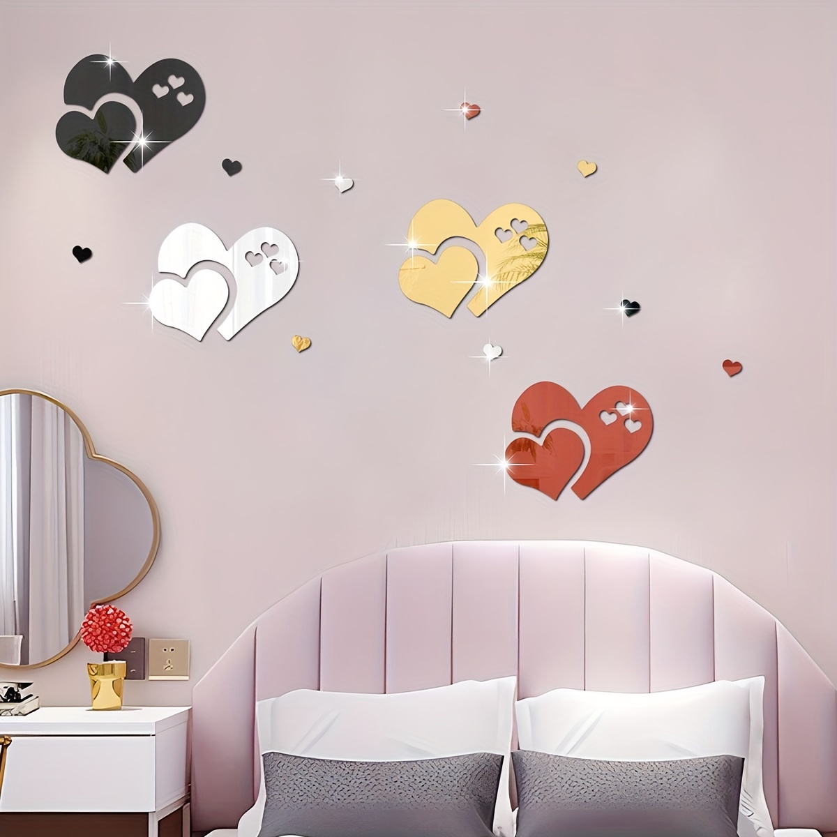 Heart Mirror Stickers Acrylic Wall Decals Self Adhesive - Temu