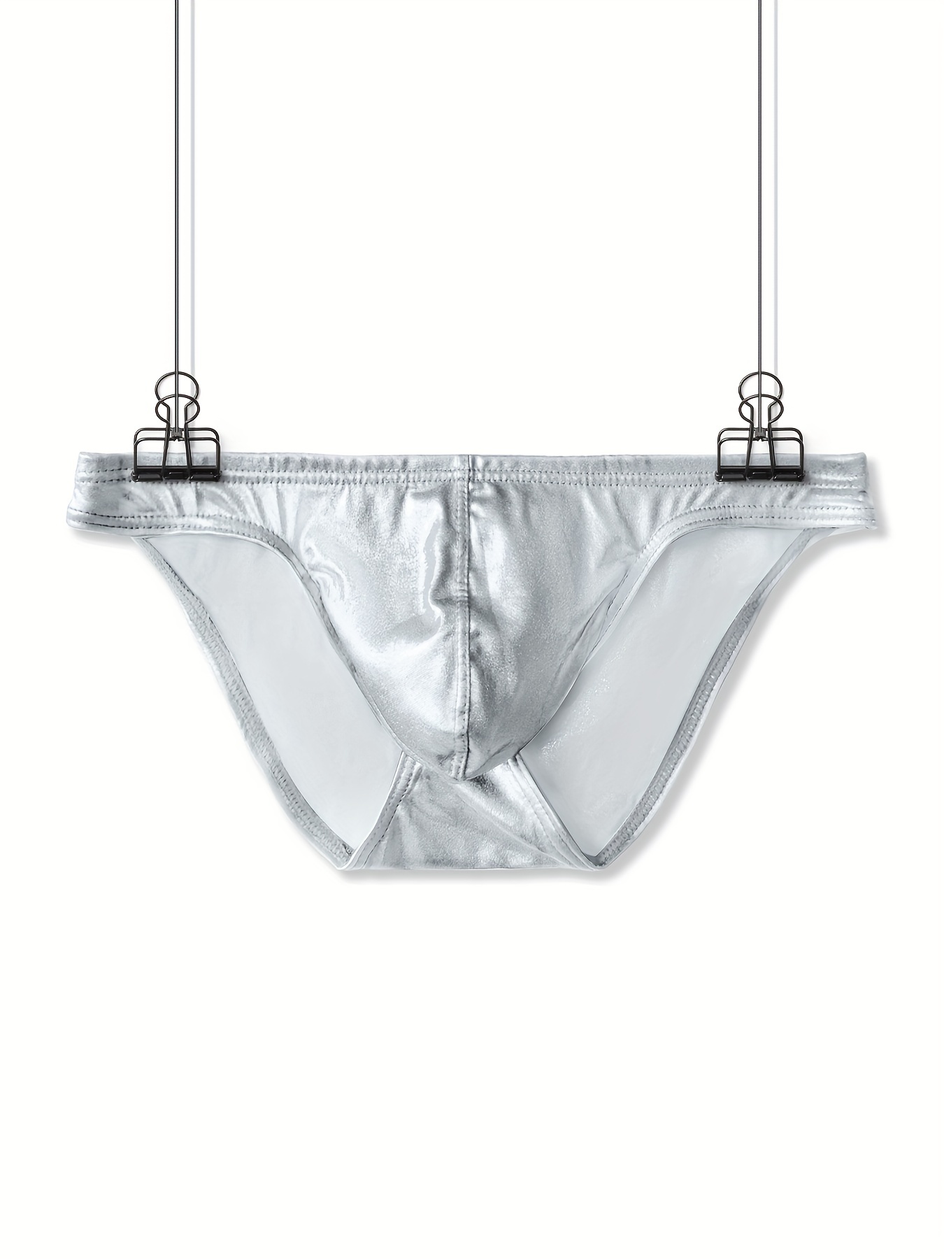 Men's Underwear Faux Leather Panties Sexy Low U Convex - Temu