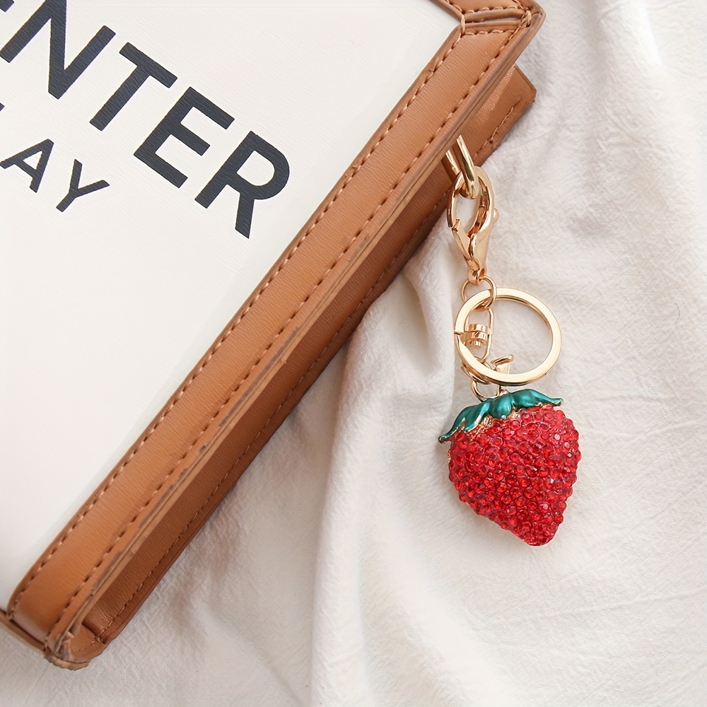 Strawberry Metal Keychain