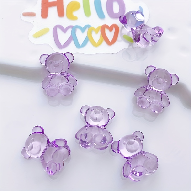 10pcs 10x20mm Resin Little Bear Transparent Gummy Bear Charms Mixed Color Acrylic Handmade Pendant for Necklace DIY Bracelet Jewelry Accessories