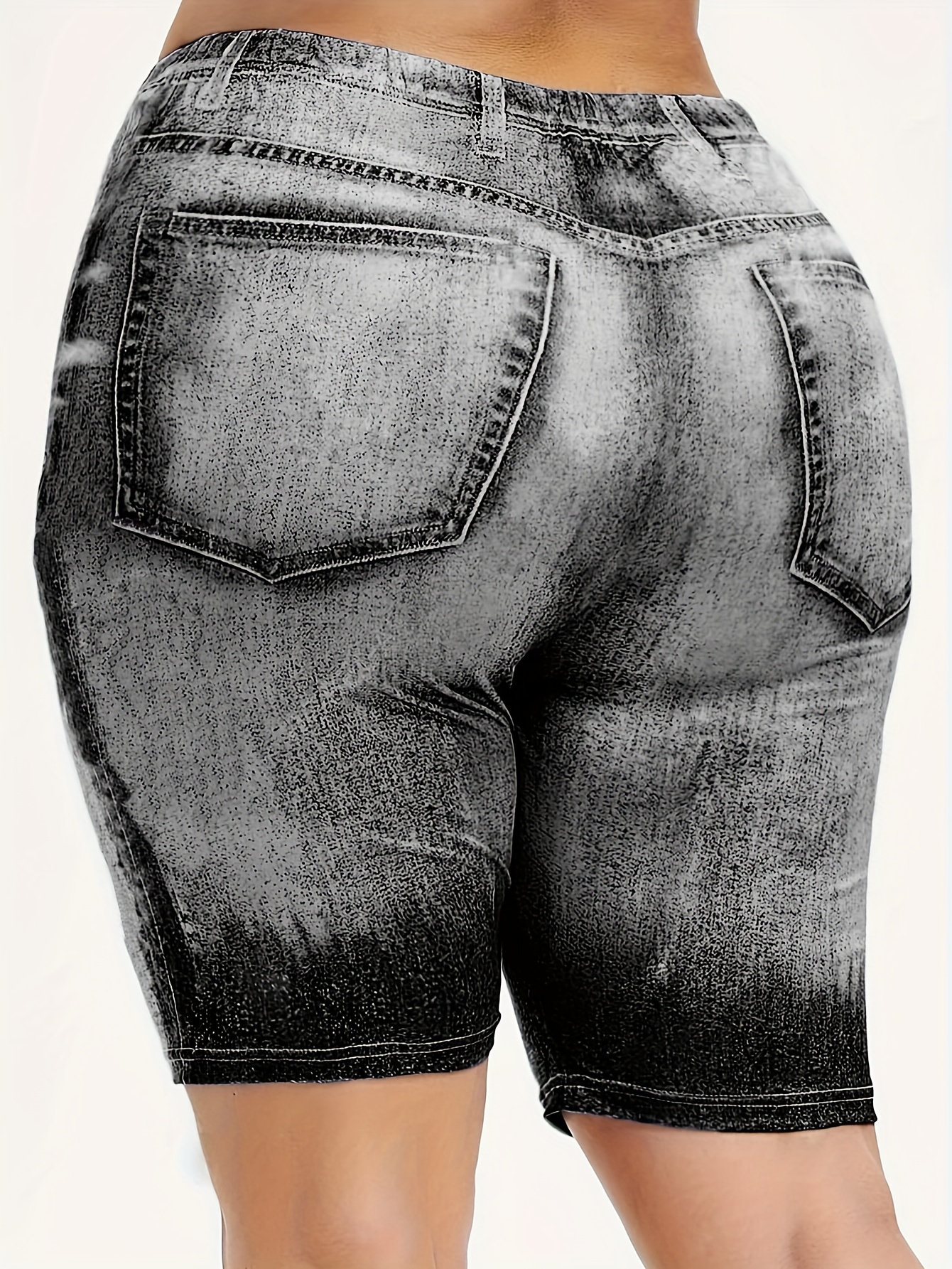 Gradient Denim Yoga Sports Shorts For Women