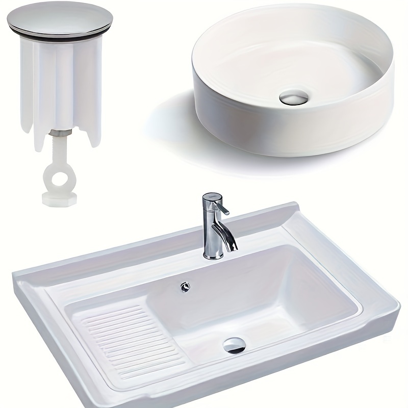 Tappo universale per lavabo, tappo universale per lavabo Tappo di scarico  per lavabo da 40 mm Tappo per lavabo bidet Altezza regolabile, acciaio inox  e formica
