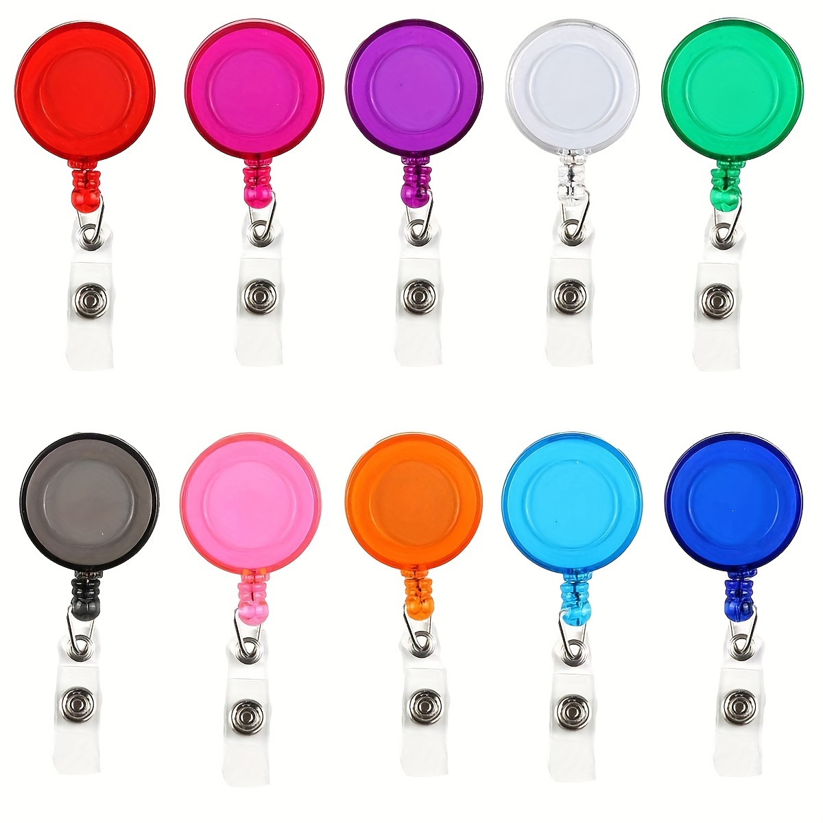 10pcs Retractable Badge Reel, Retractable Badge Holder Reel With Belt Clip  For Hanging ID Card Key Chain Doctor Nurse Teacher Student Office Worker