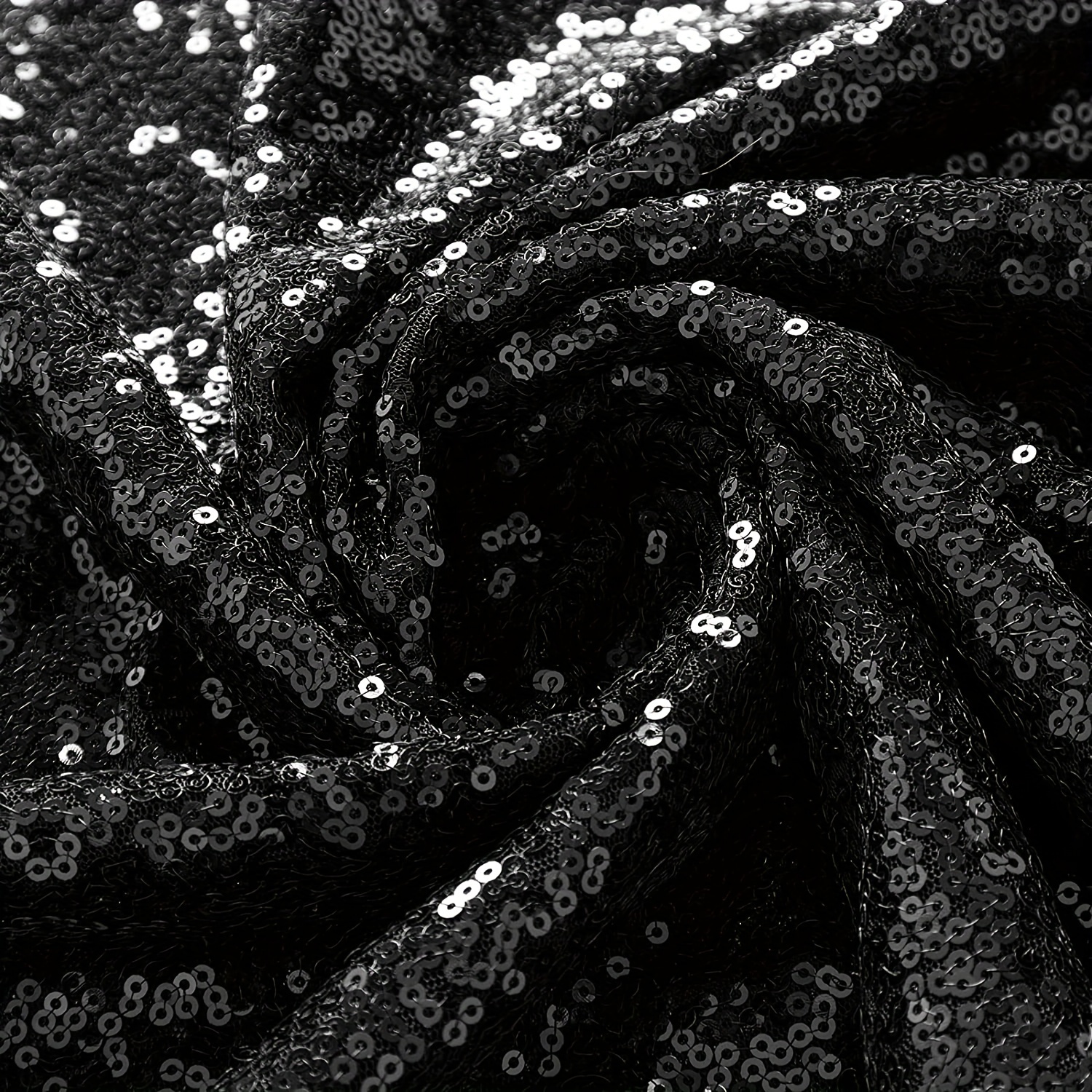 Fabric Yard Black Sequin Fabric 1 Yard Length Width Sequin - Temu
