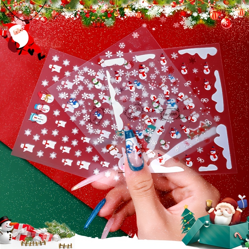 Christmas Nail Art santa Claus Snowflake Snowman - Temu