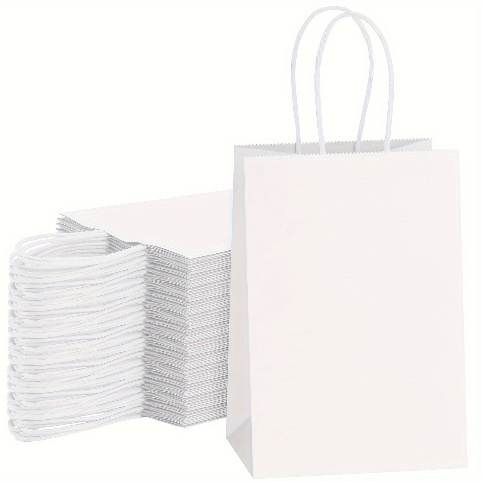 Plastic Bags with Handles - 10x5x13 Inch 100 Pack Medium Frosted White Gift  Bags with Cardboard Bottom, Clear Shopping Totes in Bulk for Retail