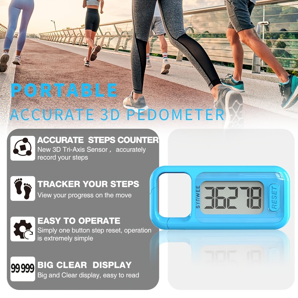  Contador de pasos simple 3D, podómetro 3D para caminar con  cinturón,Podómetro Clip Contador de pasos Contador de calorías Distancia a  pie
