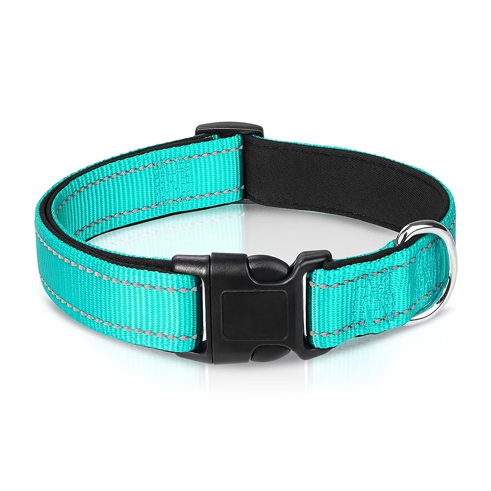 TEMU Custom Name Reflective Dog Collar - Durable Nylon Pet Id Collar With Metallic , Options For Large Medium Small Dogs, Nighttime Safety &