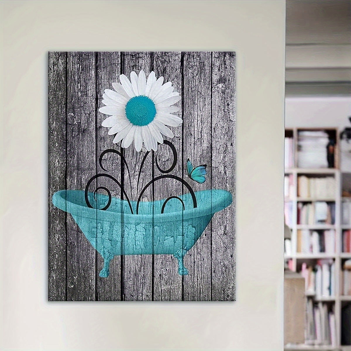 Wooden Framed Canvas Poster Flower In Bath Specific Fashion Temu