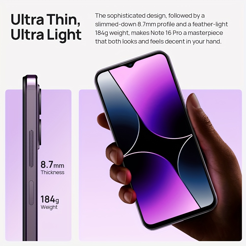  Ulefone Note 16 Pro Unlocked Cell Phone 16GB+128GB, 8-Core,  6.52 Display Smartphone Unlocked, Android 13, 50MP AI Camera, 4400mAh  Battery, Dual 4G LTE, Fingerprint Unlock, U.S. Version, Purple : Cell Phones