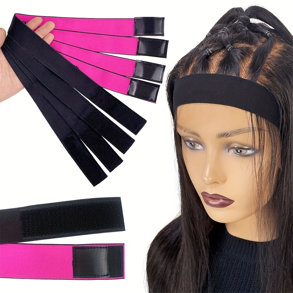 Shein 4 Pcs Band Elastic Bands for Wig Band for Edges Elastic Band for Lace Frontal Melt Lace Melting Band for Wigs Adjustable Wig Bands for Keeping Wigs in