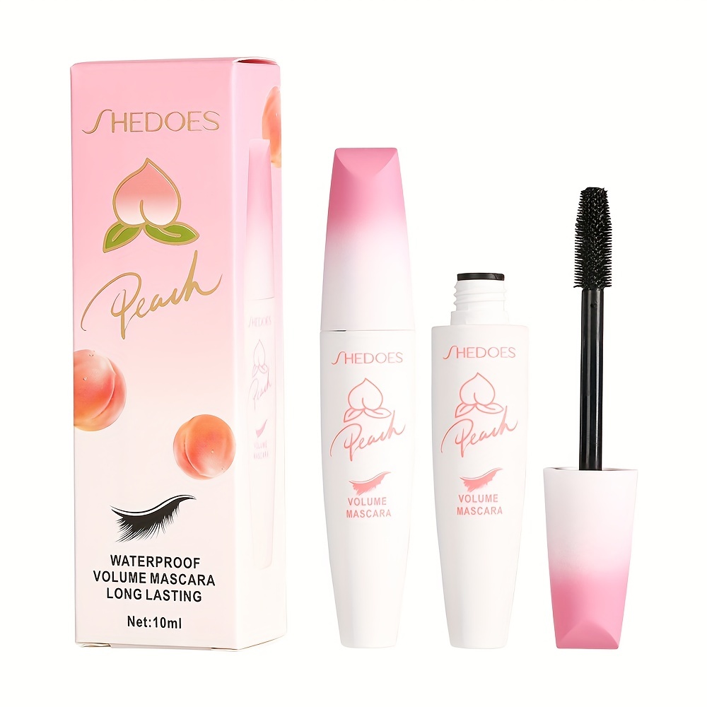 

Waterproof Peach Mascara - Long-lasting, Smudge-proof, Sweat-proof, And Easy To Remove - Achieve Thick And Elongated Lashes Contains Plant Squalane Formula