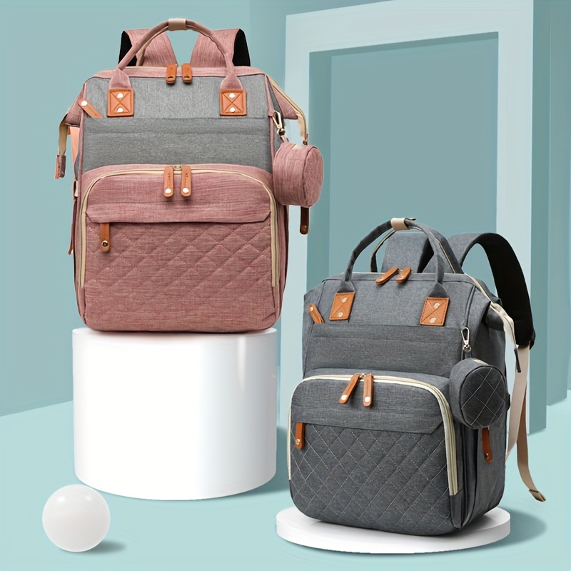 Bolsa de pañales con cambiador, bolsa de bebé, mochila para pañales, bolsa  de bebé con puerto de carga USB integrado y correas para cochecito de bebé