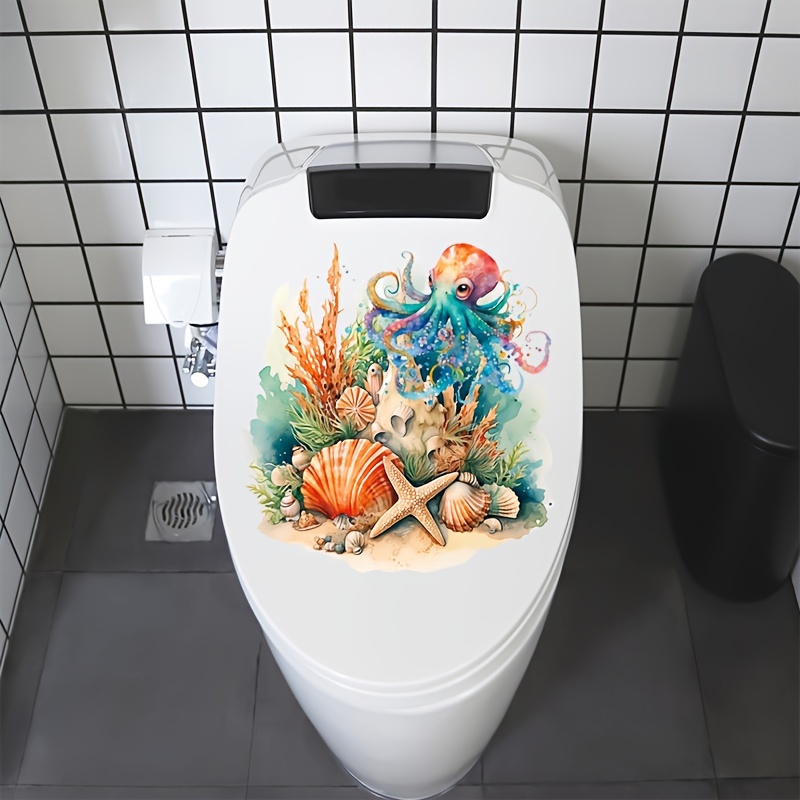 Fantasy Ocean Coral Fish Bathroom Sticker, Toilet Home Decor Wall