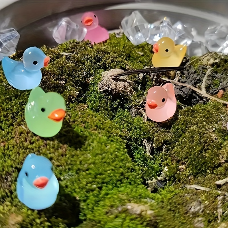 Mini Resin Ducks,100Pcs Luminous Tiny Ducks Micro Landscape