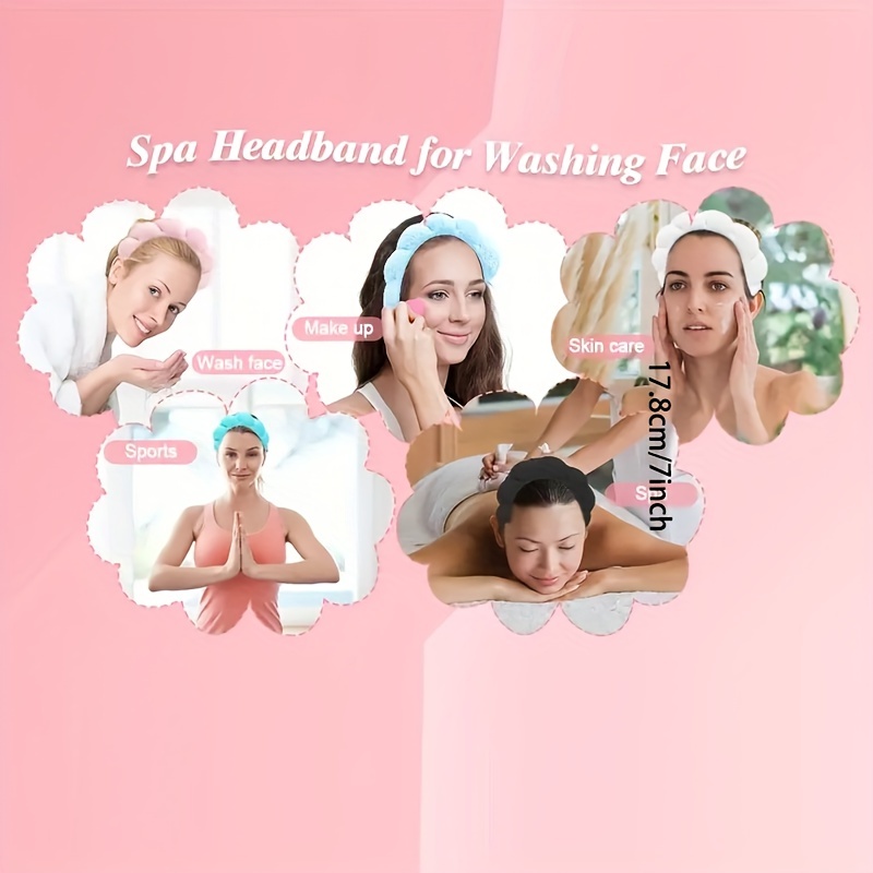 Spa Headband Face Washing Wristband Set Makeup Headband - Temu