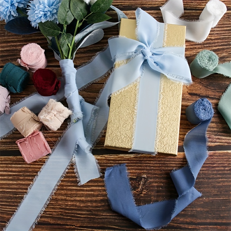 Burlap Chiffon Ribbon Rolls For Gift Box Ties Party Wedding - Temu