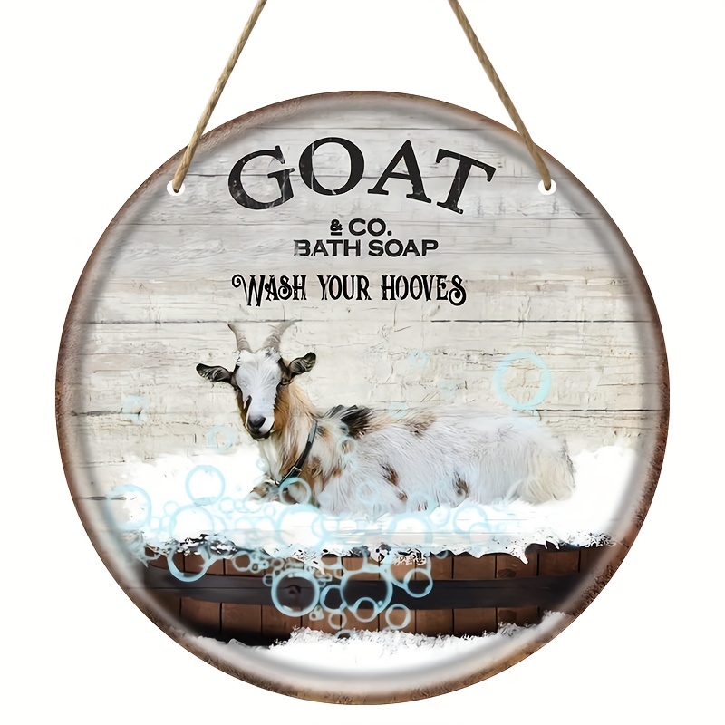 Goat Bath Soap Wash Hooves Vintage Wooden Round Sign Goat - Temu