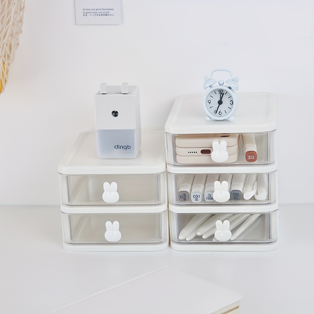 Multi Layers Rabbit Handle Storage Box, Cute Multifunctional