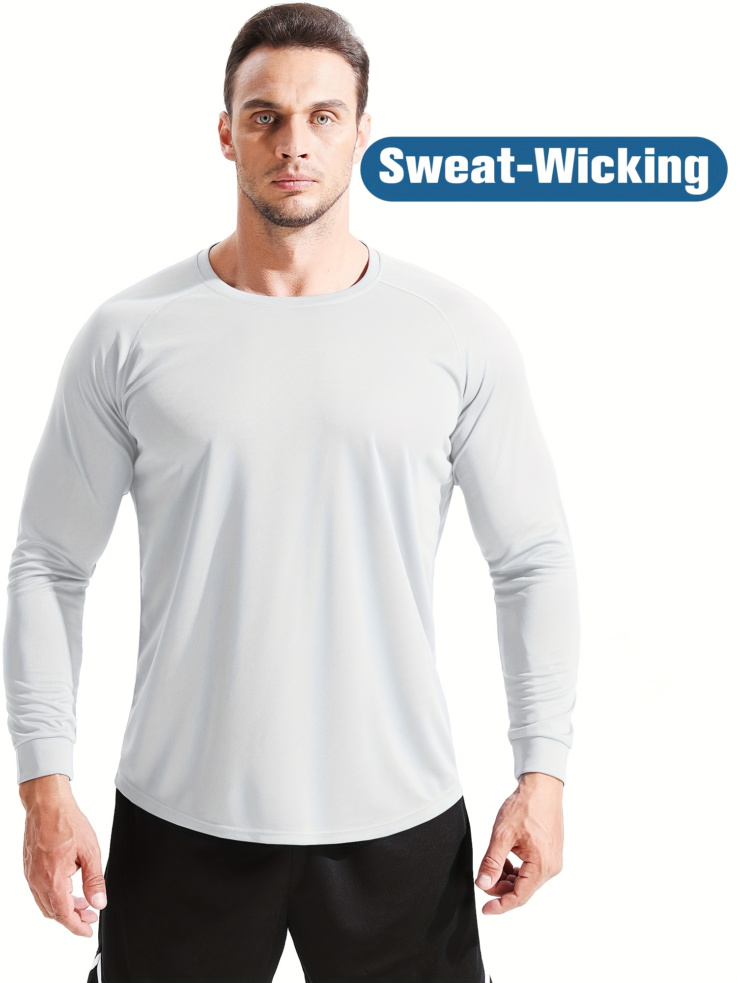 Men's Long Sleeve Athletic Pullover Sweatshirt, Quick Drying Casual Top T- shirt For Outdoor Fitness Training Running Jogging Workout Gym - Sports &  Outdoors - Temu Canada