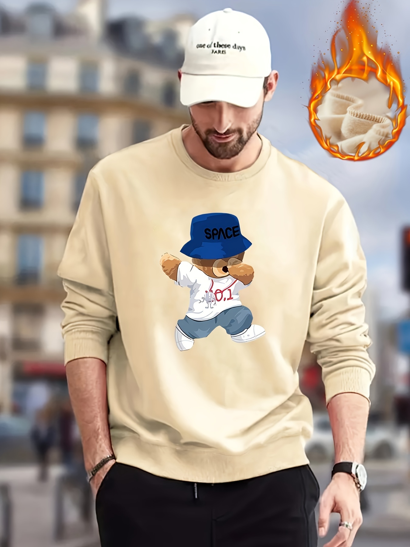 Fashionable Men's Casual Cute Bear Wearing Hat And Carrying Bag