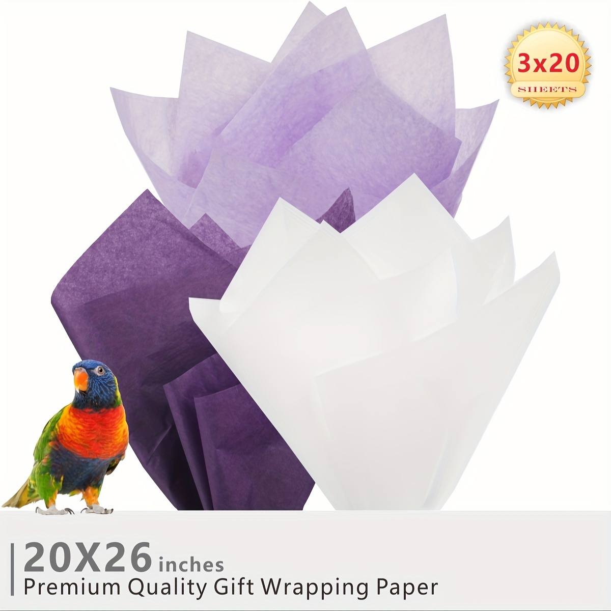 Pearlescent Film Flower Wrapping Paper 22.8x22.8 Inch Brown Pack of 20