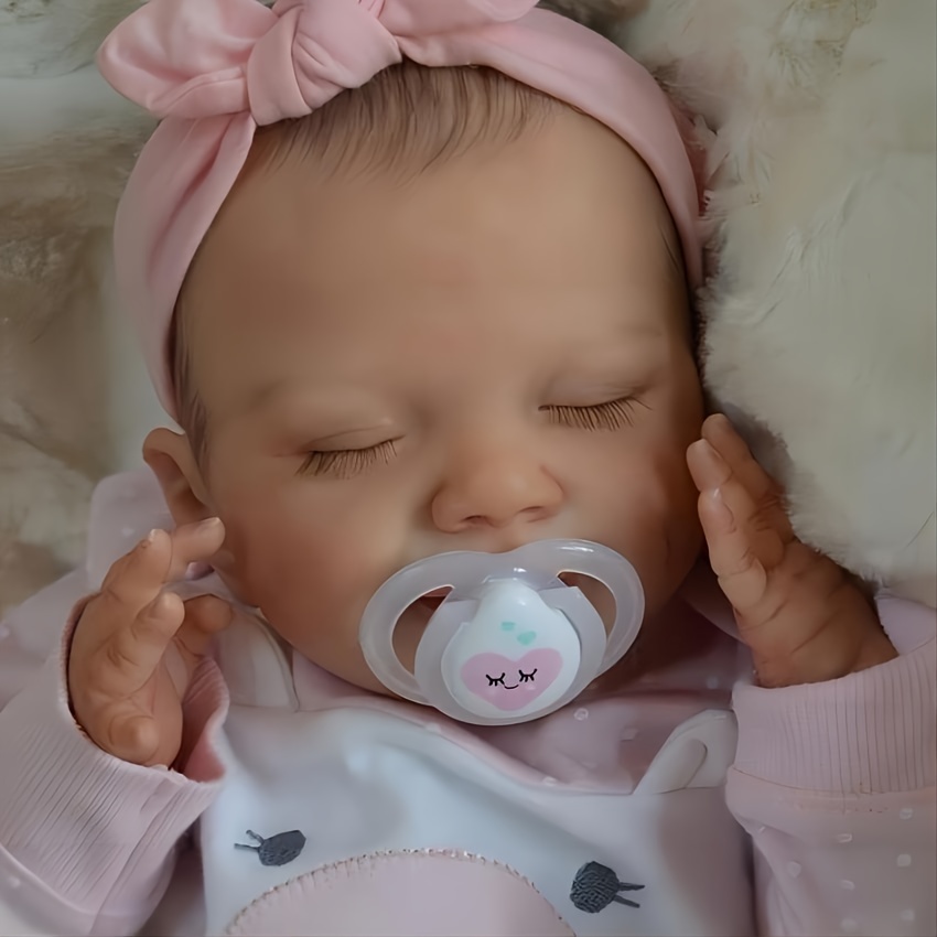 Boneca Bebê / Baby Reborn Realista Macia em Silicone Dormindo  Anatomicamente Correto NPK 48cm