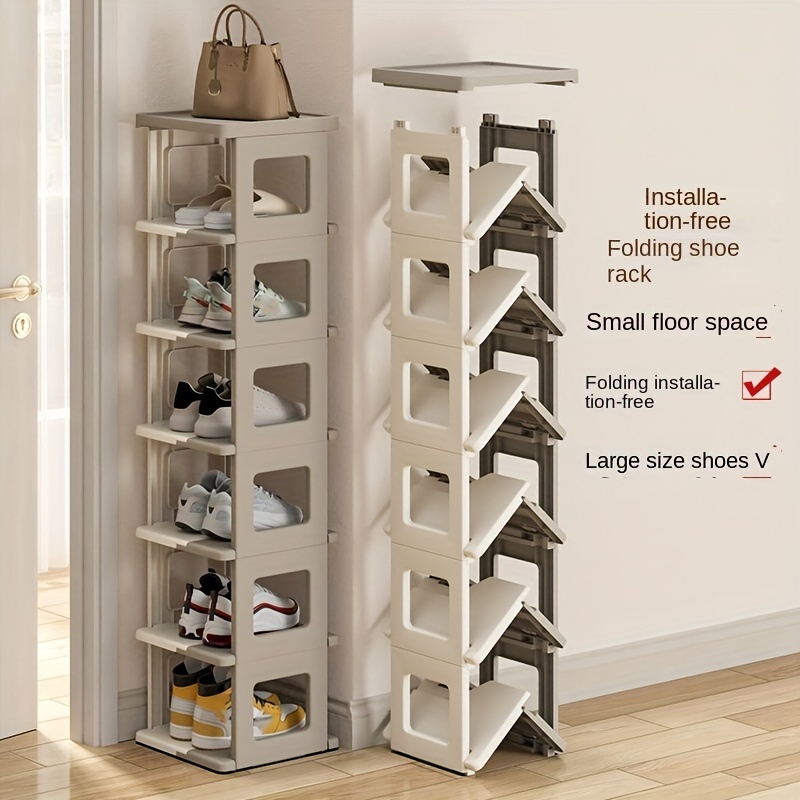 Wall-mounted Foldable Shoe Rack, Simple No Installation Shoe Storage Rack,  Plastic Shoe Storage Container, Household Space Saving Storage Organization  For Entryway, Hallway, Bedroom, Living Room, Home, Dorm - Temu