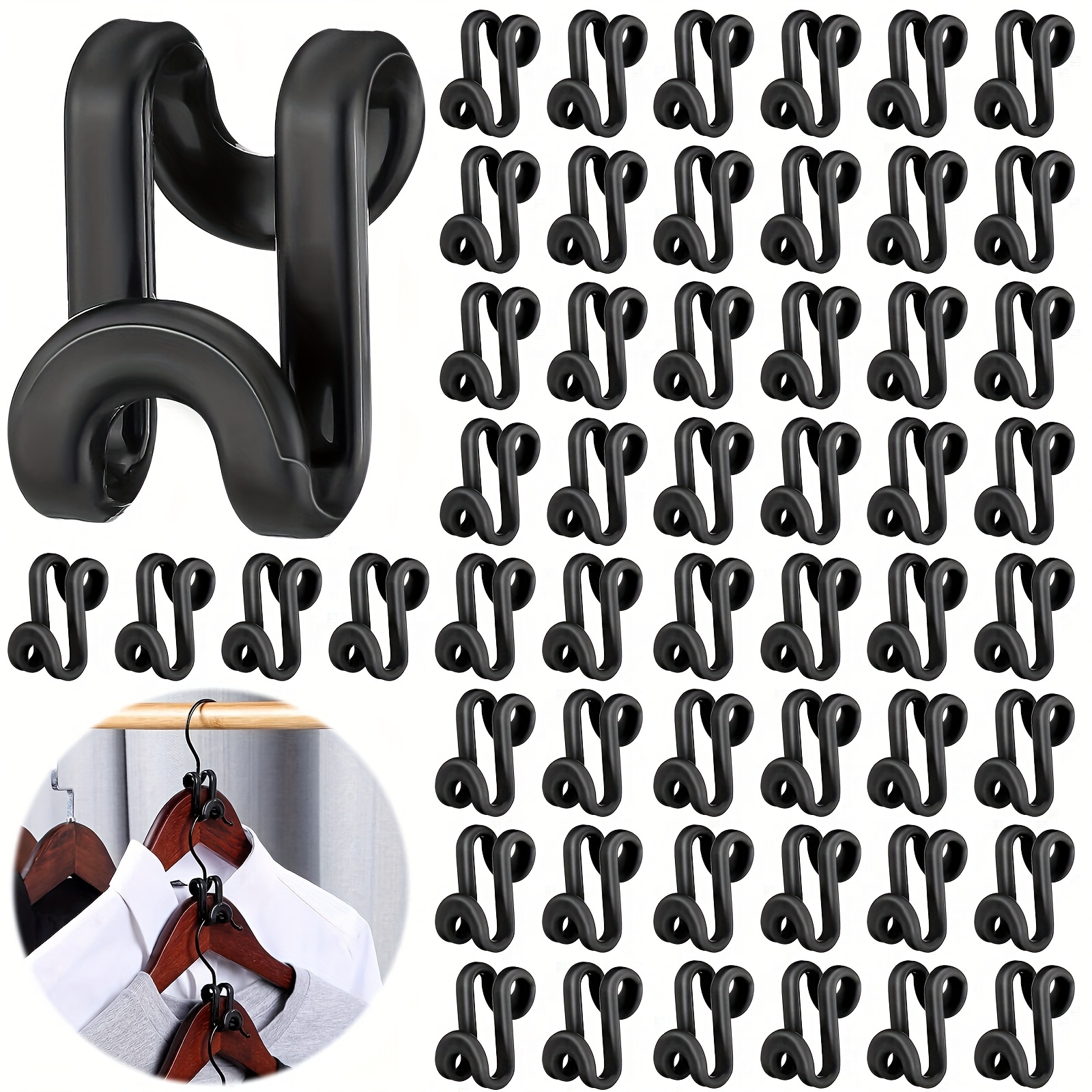 Geilihome Clothes Hanger Connector Hooks, 60PCS Cascading Clothes Hangers  for Heavy Duty Space Saving Cascading Connection Hooks for Clothes Closet