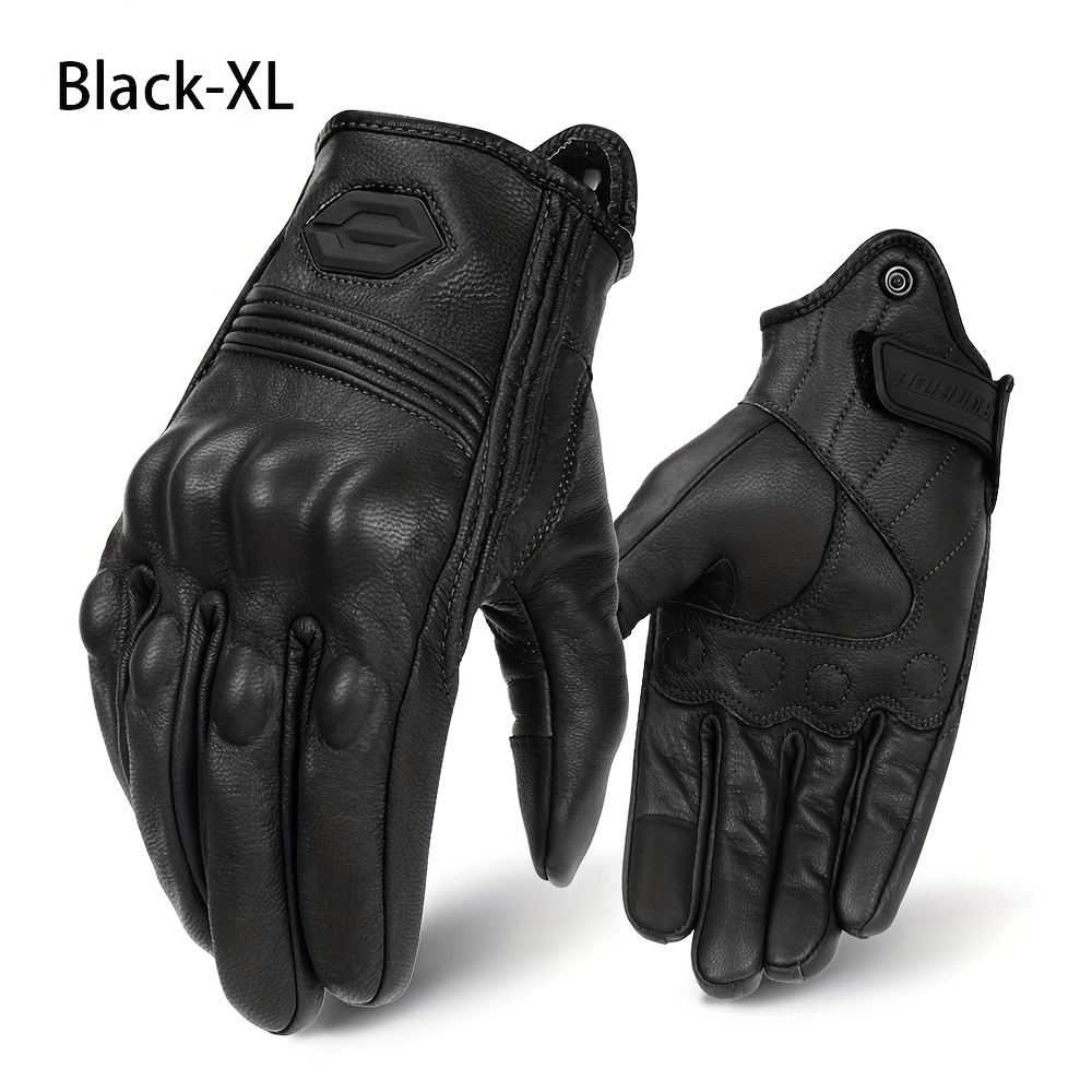Knuckle Protection PU Leather Motorcycle Gloves
