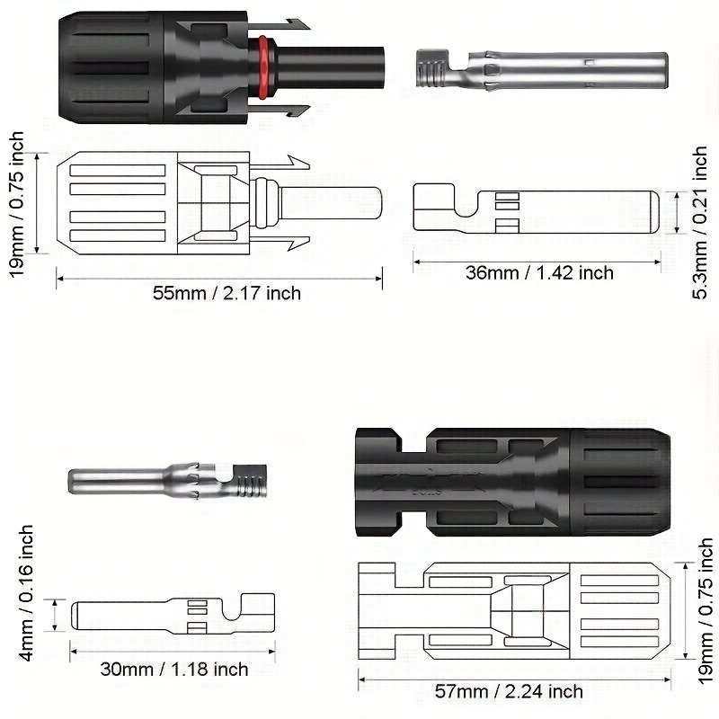 GEYA-5 pares de conectores de Cable de enchufe Solar para paneles solares,  sistema fotovoltaico, 30A, 45A, 1000VDC, 1500VDC