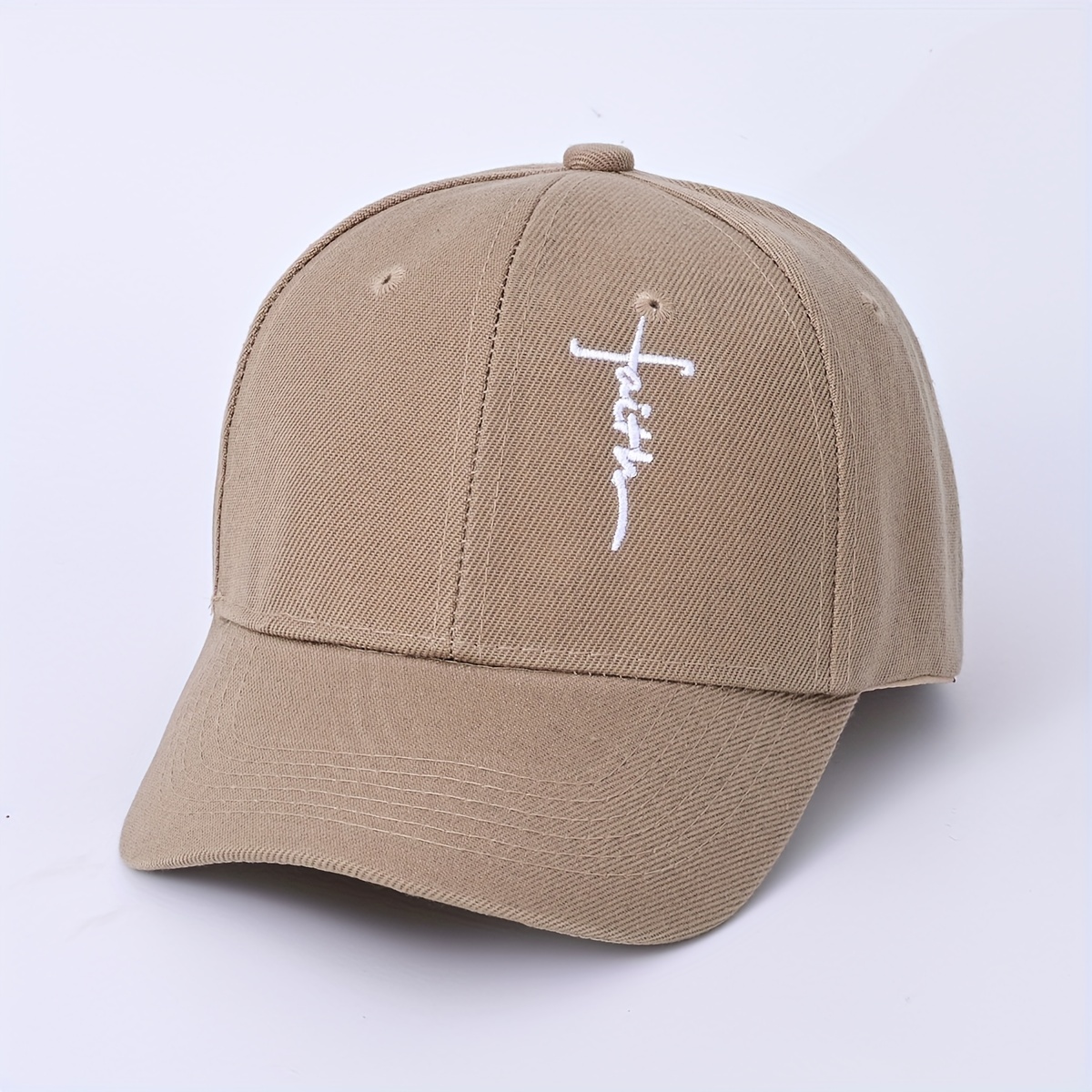 Faith Cross Embroidery Baseball Baseball Hat, Dad Hats Trendy Candy Color Sun Hats Lightweight Adjustable Dad Hat for Women & Men,Temu