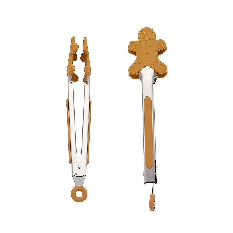 Non slip Christmas Theme Silicone Tongs With Stainless Steel - Temu