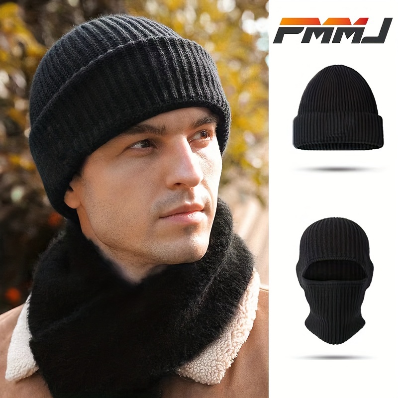 New Thickened Warm Hat Black Knitted Hat Men's Outdoor - Temu Czech Republic