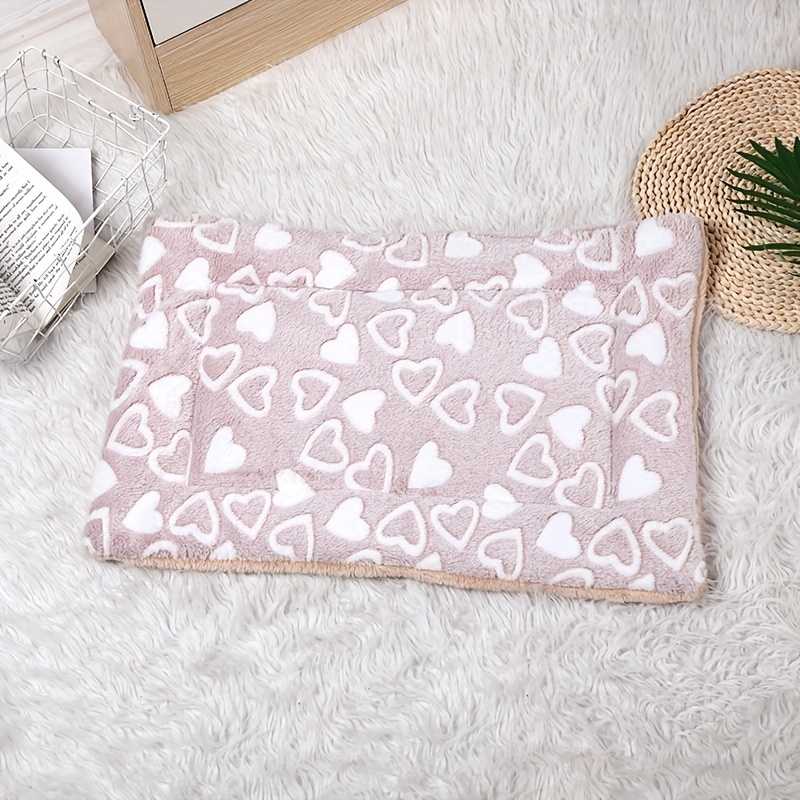 Cartoon Heart Print Pet Mat Double Layer Cushion All Seasons Cat Bed Mat