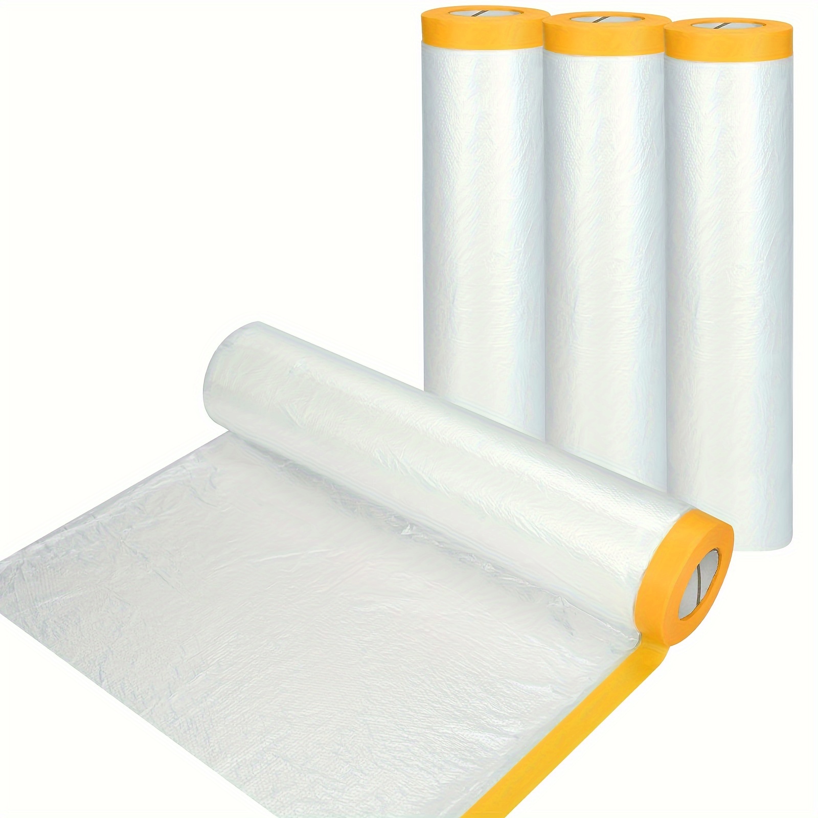Rollo de láminas de plástico para cubrir el polvo, película adhesiva con  cinta autoadhesiva, a prueba de polvo, impermeable, protector de piso para