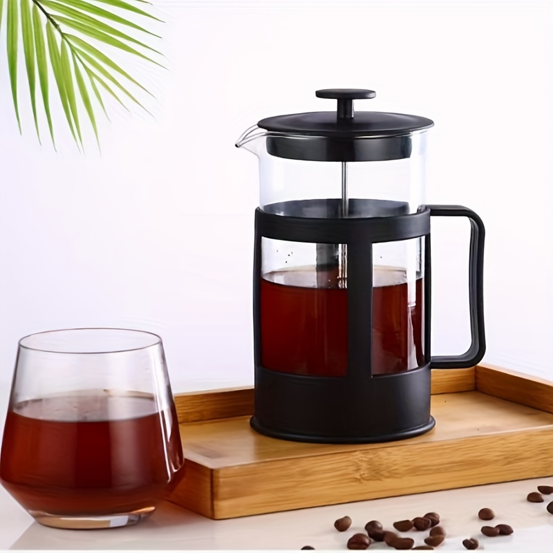 French Press Coffee & Tea Maker, Large Capacity 304 Stainless Steel  Multifunction Glass Coffee Pot, Domestic Tea Syringe Teapot Maker, Coffee  Filter Tea Brewing Set Coffee Filter Cup Method Press, Black,, 