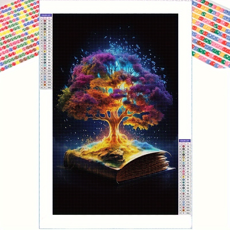 5d Diamond Painting Set Tree Magic Book Pattern Diy - Temu